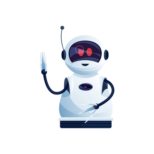 Digitální Robot Ručním Nakladačem Anténa Hlavě Izolovaný Plastový Tech Charakter — Stockový vektor