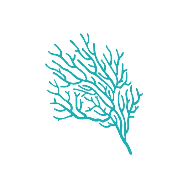 Μπλε Φύκια Εικονίδιο Απομονωμένη Θάλασσα Κοραλλιογενή Ανεμώνη Φυτό Εικονίδιο Διανυσματικός — Διανυσματικό Αρχείο