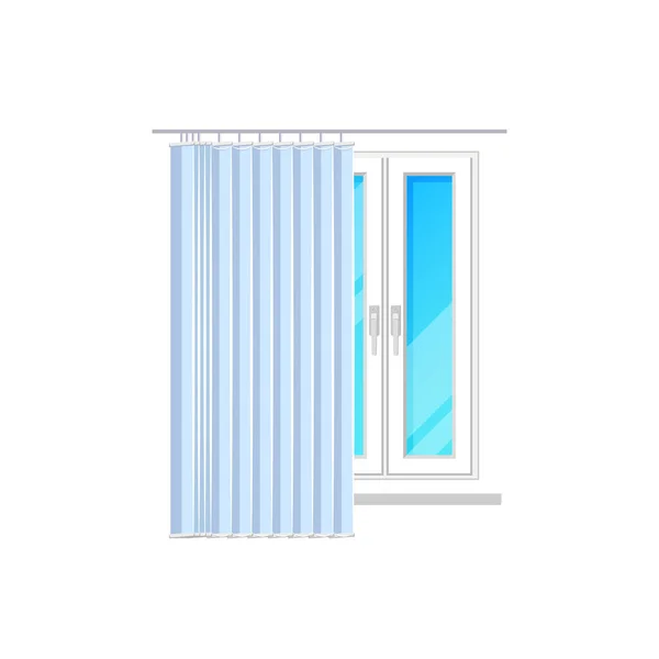 Ventana Con Persianas Persianas Cortinas Jalousie Icono Plano Aislado Vector — Archivo Imágenes Vectoriales