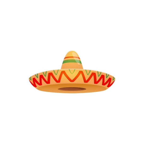 Mexicaanse Sombrero Hoed Feestelijke Cap Vector Icoon Spaanse Hoofddeksels Voor — Stockvector