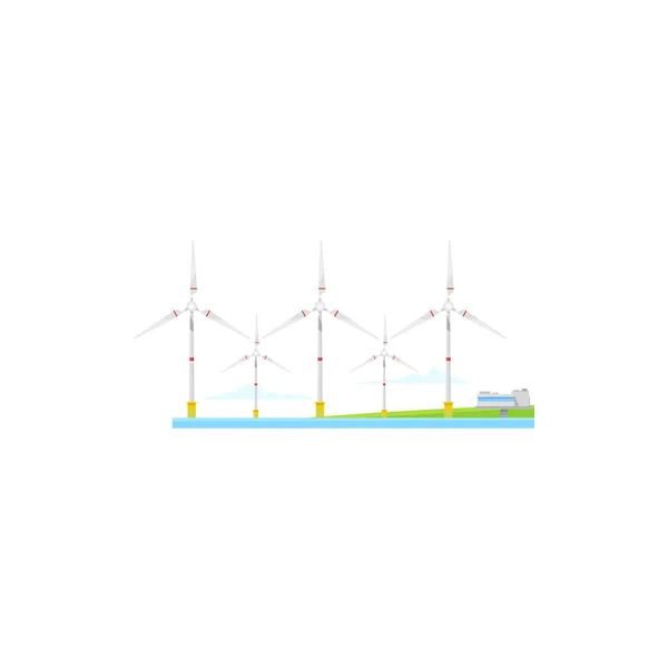 Energia Wiatrowa Turbina Wiatrowa Wektorowy Przemysł Ekologicznej Energii Odnawialnej Wiatraki — Wektor stockowy