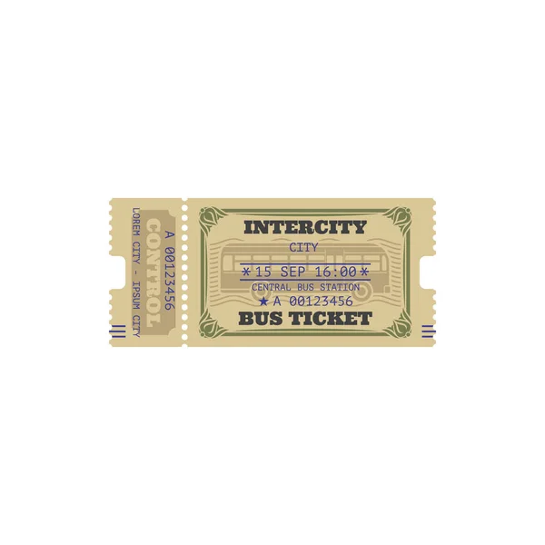 Intercity Bus Ticket Isolated Template Vector Central Bus Station Control — Stock Vector