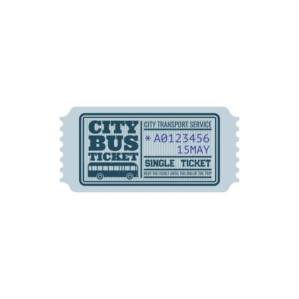 バスのチケットは 市内交通サービスの制御番号と日付と隔離されたレトロブルーのクーポン ベクトル シングル ボード都市間輸送のクーポン 片道または1枚のチケットは 旅行の終わりまで維持します — ストックベクタ