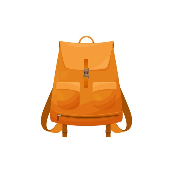 Παιδική Σχολική Τσάντα Απομονωμένη Διανυσματικό Εικονίδιο Σακίδιο Καρτούν Πορτοκαλί Χρώματος — Διανυσματικό Αρχείο