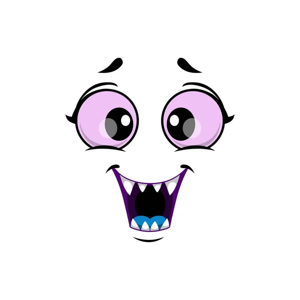 Cartoon Monster Face Isolated Vector Icon Funny Facial Emoji Halloween — Stock Vector