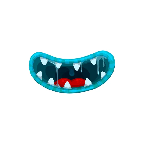 Monster Mouth Vector Smile Jaws Sharp Teeth Nasty Blue Lips — Stock Vector