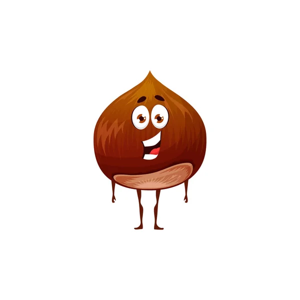 Cobnut Eller Filbert Nöt Isolerad Emoji Emoticon Platt Tecknad Karaktär — Stock vektor