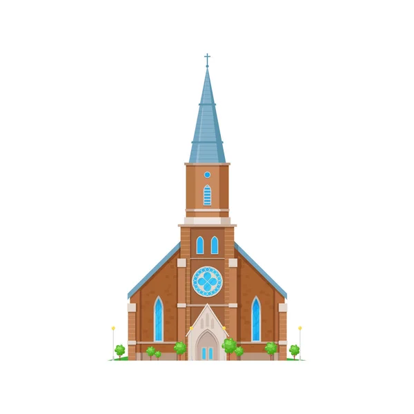 Church Chapel Cathedral Medieval Gothic Temple Building Vector Religion Place — Stock Vector