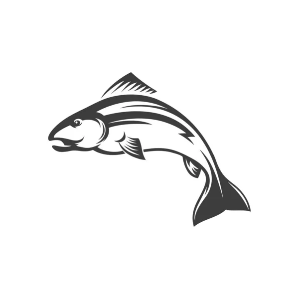 鱼大西洋鲑鱼分离单色图标 病媒变白白鱼钓鱼运动奖杯 鳟鱼海产食物渔业吉祥物水下动物 淡水鱼 欧米加资源 — 图库矢量图片
