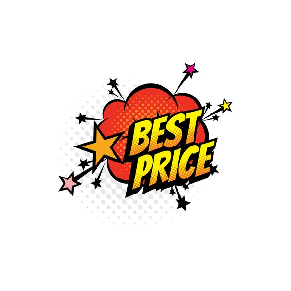 Reklamní Prodej Tag Pop Art Nejlepší Cena Barvu Polovina Tón — Stockový vektor