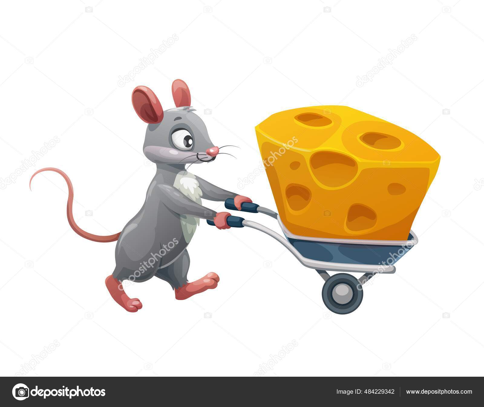 Image vectorielle Souris Dessin Animé Fromage Brouette Caractère Animal  Vecteur Souris Portant par ©VectorTradition - 484229342, image size:1600x1343