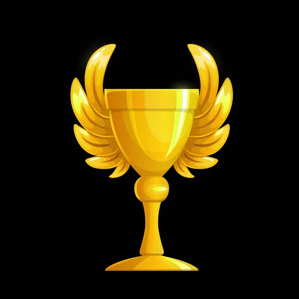 Golden Cup Wings Gold Award Winner Trophy Vector Champion Prize — Stock Vector