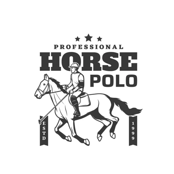 Horse Polo Sport Icon Jockey Equine Riding Training Club Vector — Stock Vector