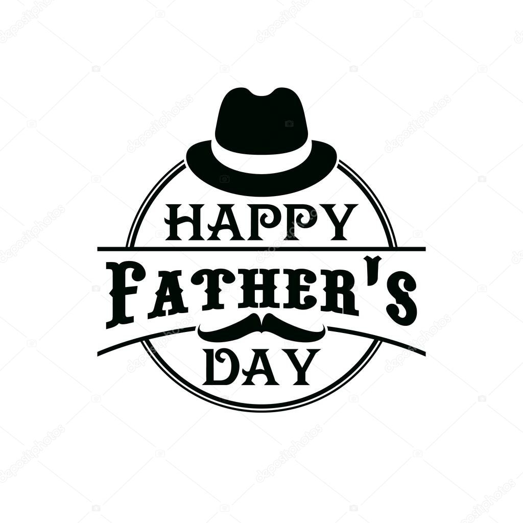 Father day icon with mustaches and hat, vector holiday greeting gift. Fathers day and daddy family celebration, gentleman hat and dad mustaches