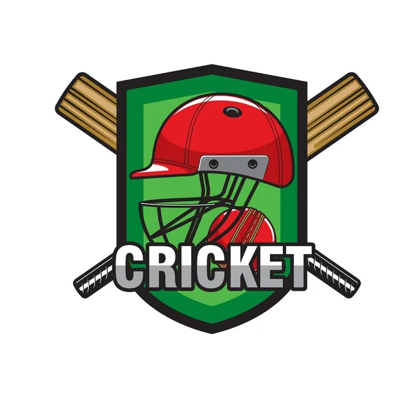 Значок Крикету Перехрещеною Кажаном Ячем Шоломом Команда Клубу Крикету Або — стоковий вектор