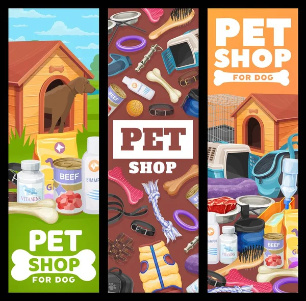 Pet Shop Banner Dog Pet Care Vektor Promo Karten Mit — Stockvektor