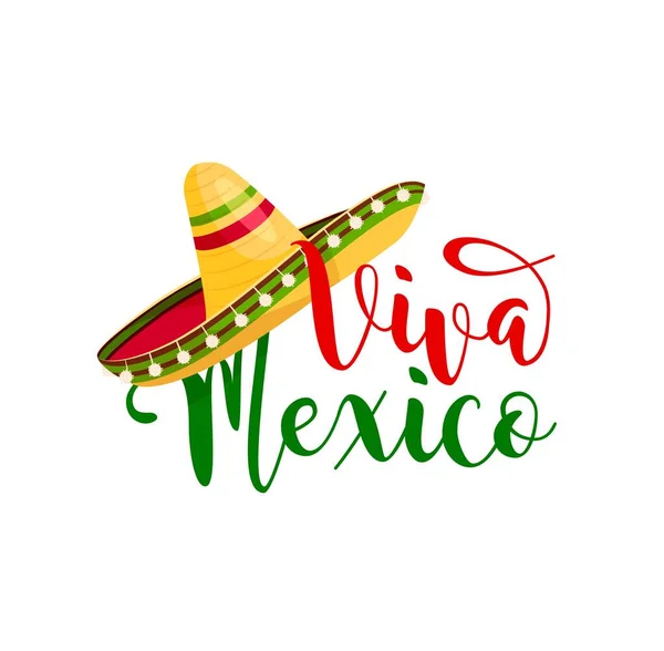 Viva México Chapéu Sombrero Mexicano Feriado Evento Fiesta Festa Mexicana —  Vetores de Stock