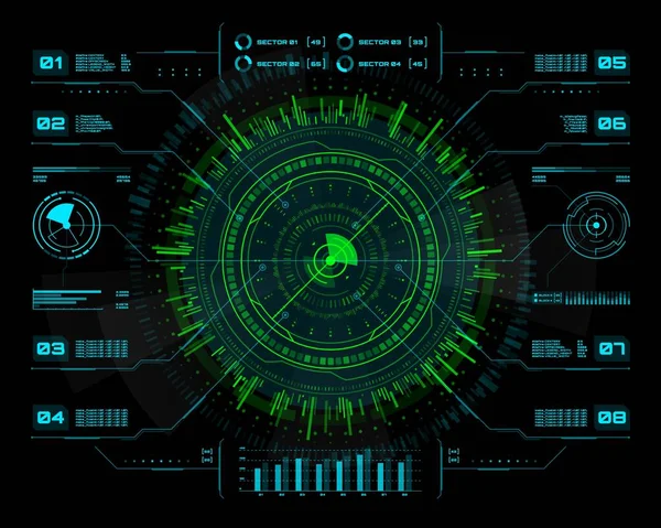 Infográficos Futuristas Hud Informações Dados Negócios Visuais Apresentação Interface Com — Vetor de Stock