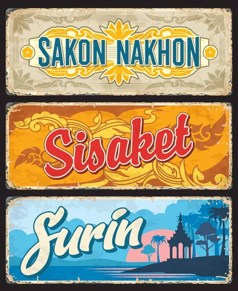 Sakon Nakhon Sisaket Surin Province Thaïlande Plaques Vectorielles Des Signes — Image vectorielle