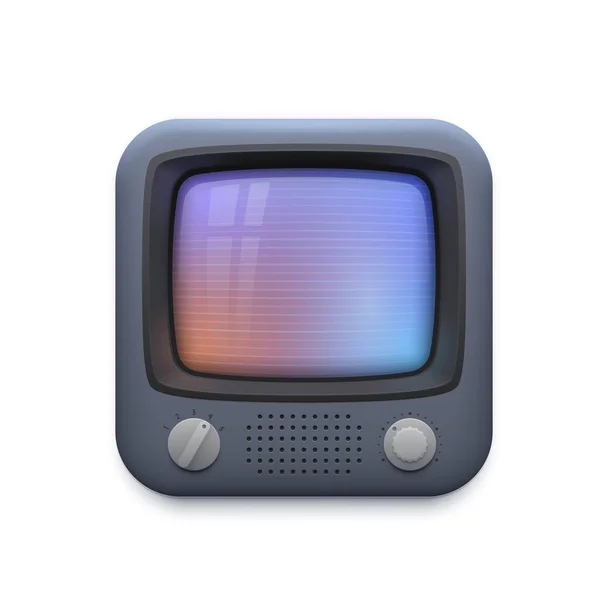 Icône Interface Rétro Vieil Écran Télévision Application Lecteur Vidéo Vintage — Image vectorielle