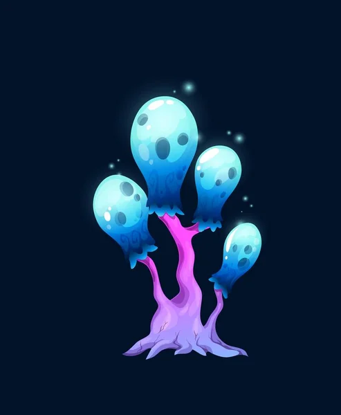 Fantasy Magic Sparkling Blue Mushroom Vector Fungi Unusual Shape Pink — ストックベクタ