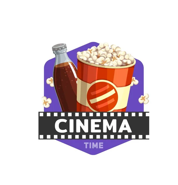 Ícone Comida Cinema Com Filme Pipoca Bebida Vetor Cinema Teatro — Vetor de Stock