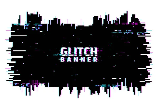 Digital Color Distortion Glitch Screen Lines Pixel Noise Background Banner — ストックベクタ