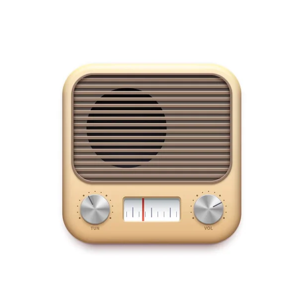 Retro Radio Music App Icon Old Radio Station Buttons Vector — Stock Vector