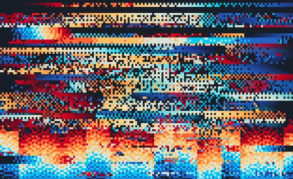 Screen Error Glitch Distortion Digital Rainbow Pixel Noise Vector Background — Stock Vector