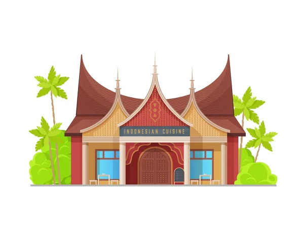 Здание Ресторана Индонезийской Кухни Векторный Типичный Фасад Азиатской Архитектуры Национальная — стоковый вектор