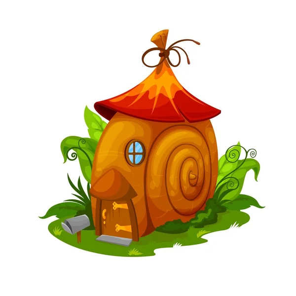 Fairy Snail House Gnome Elf Dwelling Cartoon Vector Fairy Home — Stock Vector