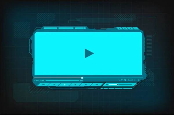 Hud Video Oynatıcı Fütüristik Ekran Arayüzü Vector Digital Yüksek Teknoloji — Stok Vektör