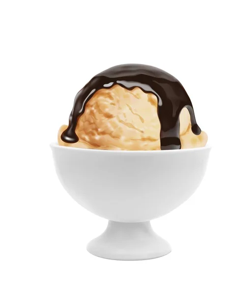 Prato Sorvete Sundae Com Chocolate Chantilly Sobremesa Baunilha Parlour Tigela — Vetor de Stock