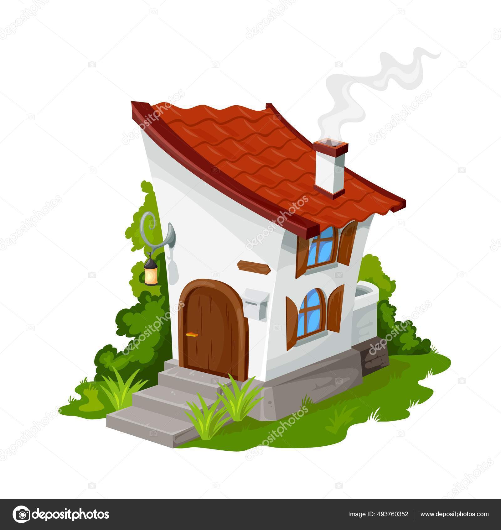 Мультфильм Сказочный Домик Векторная Фантазия Сказочный Гномик.