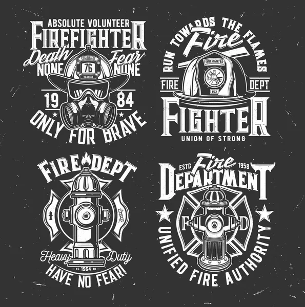 Brandweerhelm Gasmasker Water Hydrant Shirt Retro Prints Brandweer Vrijwilligerswerk Kleding — Stockvector