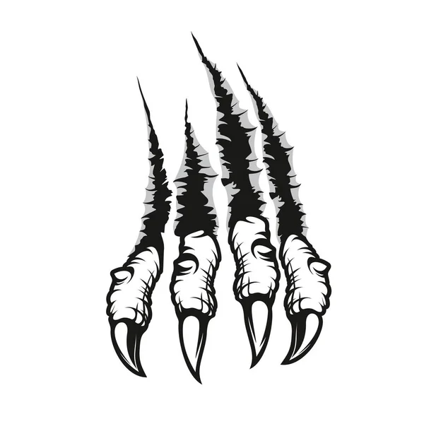 ドラゴン爪傷 壁を通って涙長い爪を持つモンスター硬化指 白い背景に隔離されたベクトル野生動物の唇 足のシャード 獣の休憩 4つのタロンの痕跡またはマーク — ストックベクタ