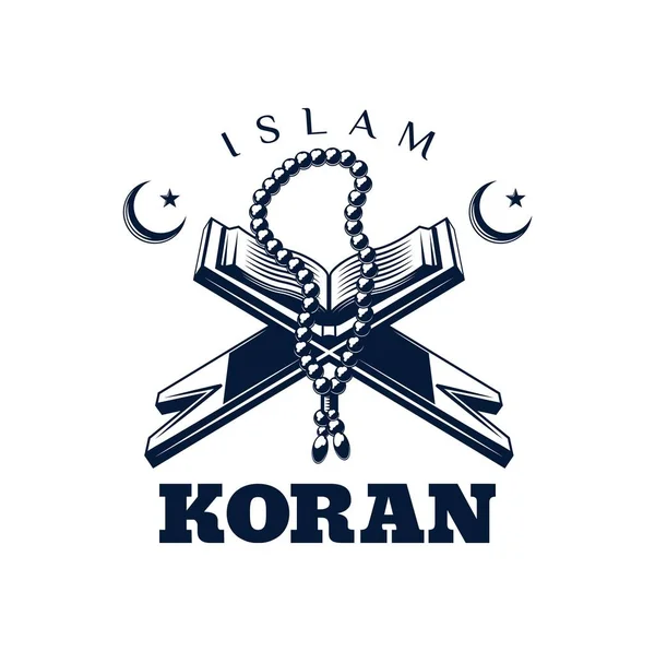 Koranen Eller Koranen Bok Ikon Islamisk Kultur Och Muselman Religion — Stock vektor