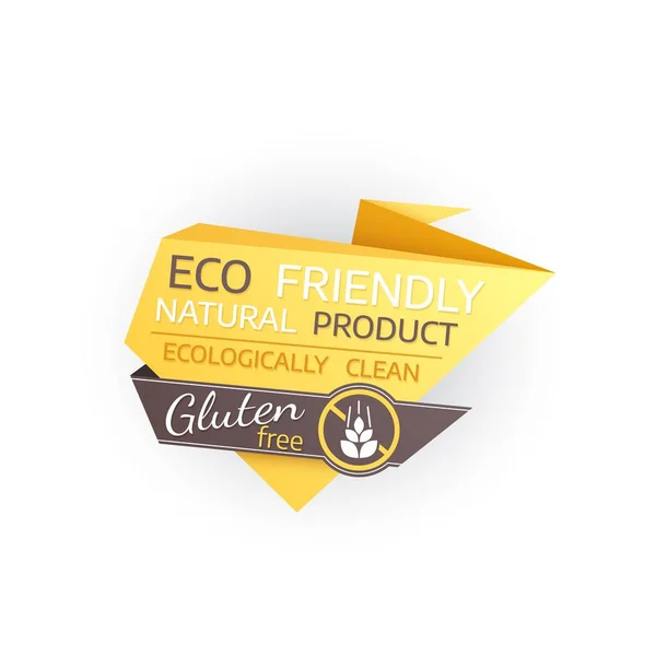 Umweltfreundliche Glutenfreie Ikone Für Natürliche Lebensmittel Und Diätprodukte Vektor Origami — Stockvektor