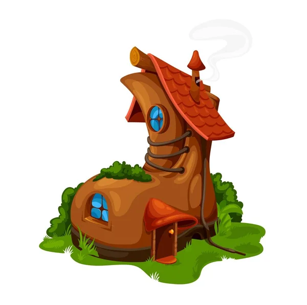 Cartoon Fairytale Boot House Vector Fairy Dwarf Gnome Home Dwelling — Stock Vector