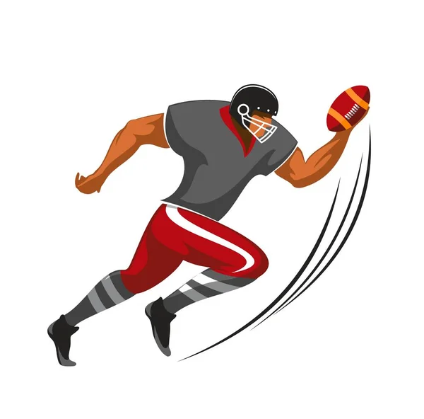 Running Back Player American Football Game Athlete Uniform Helmet Run — Stock Vector