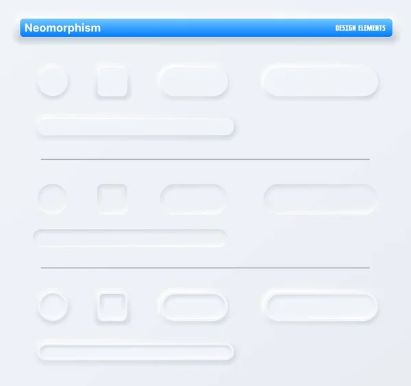 Neomorfe App Knoppen Navigatie Web Interface Vector Mockup Voor Applicatie — Stockvector