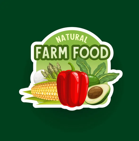 Odznaka Lub Ikona Warzyw Rolnych Ekologiczny Wektor Żywności Ikona Papryką — Wektor stockowy