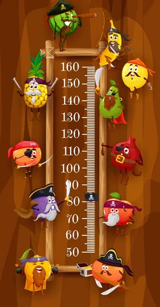 Diagramme Taille Pour Enfants Pirates Fruits Corsaires Compteur Croissance Vectoriel — Image vectorielle