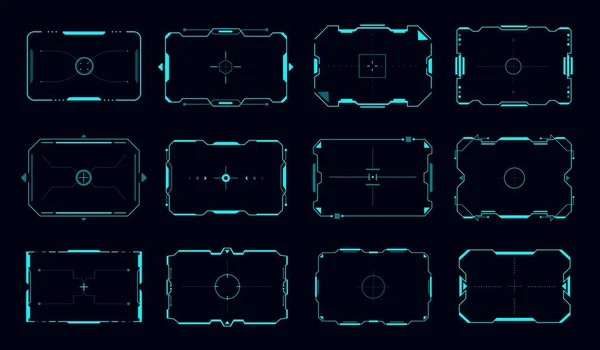 Cadres Cibles Hud Bordures Vectorielles Panneau Contrôle Interface Utilisateur Jeu — Image vectorielle