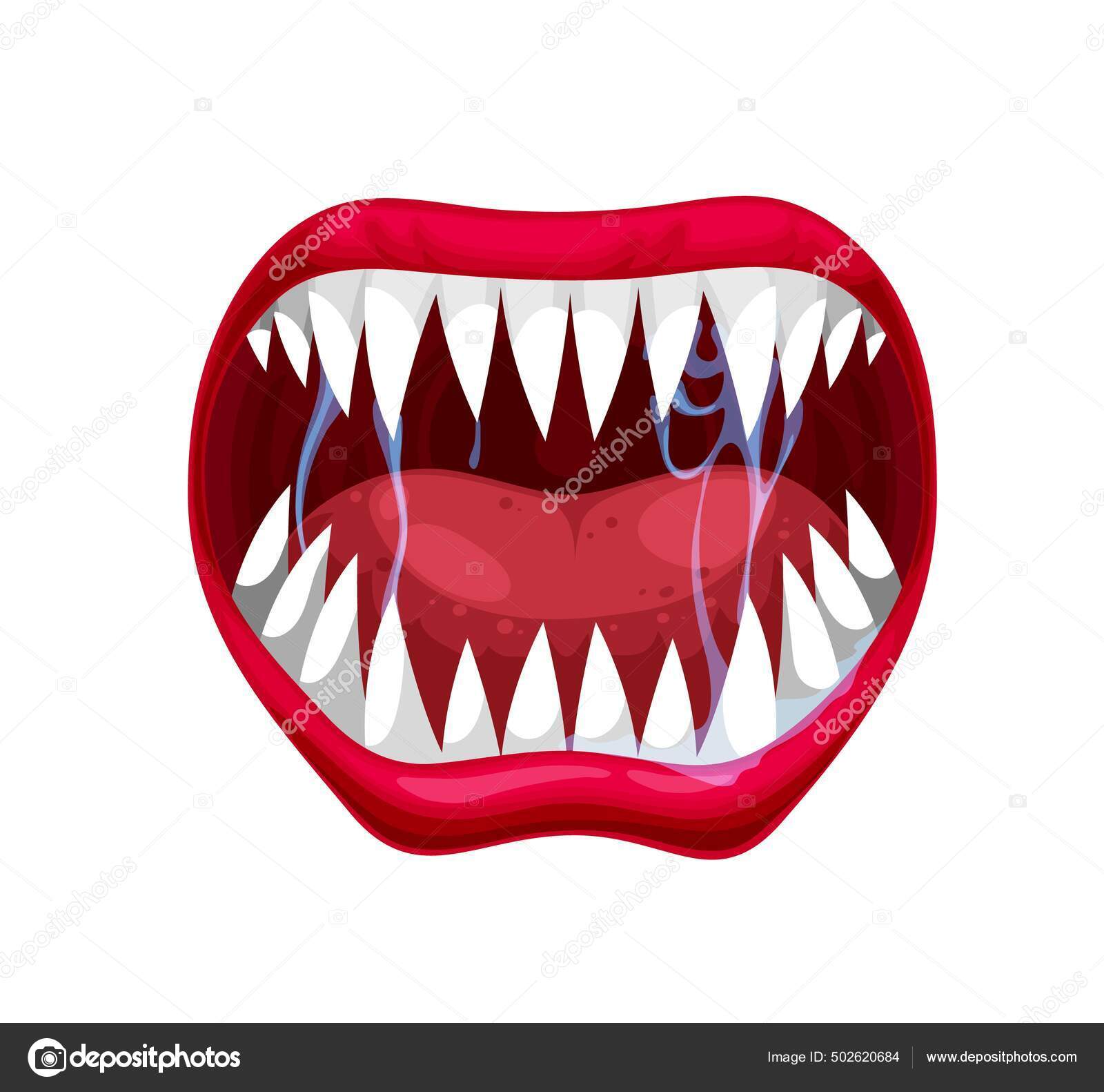 Ilustração do vetor de dentes de vampiro na boca