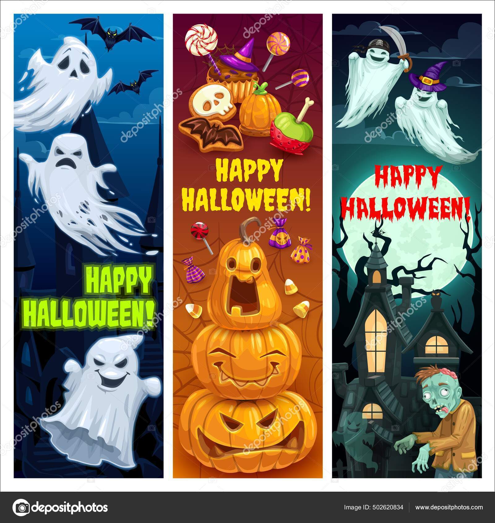 Cara assustadora de abóbora de halloween ou modelo de design de banner  fantasma