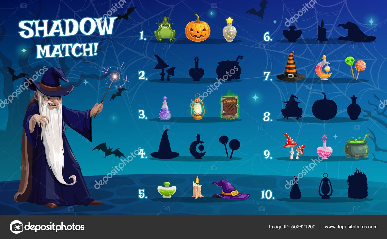 Planilha de quebra-cabeça de palavras de halloween com desenho de  feiticeiro, bruxa, abóbora e fantasmas. quiz de palavras para crianças ou  grade de jogos de enigmas com fantasmas de terror de halloween