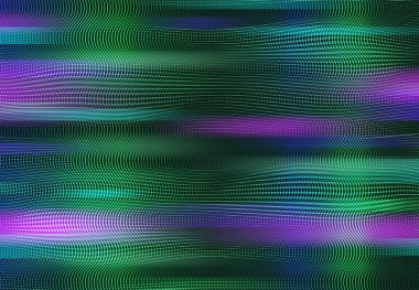 Eski TV arızası, gürültülü ekran gökkuşağı arka planı. Bozuk TV efekti, video dosya hatası sorunu ve RGB piksel ızgarası, yeşil ve menekşe çizgileri dalgası, bozulma etkisi ile arıza vektör arkaplanını göster