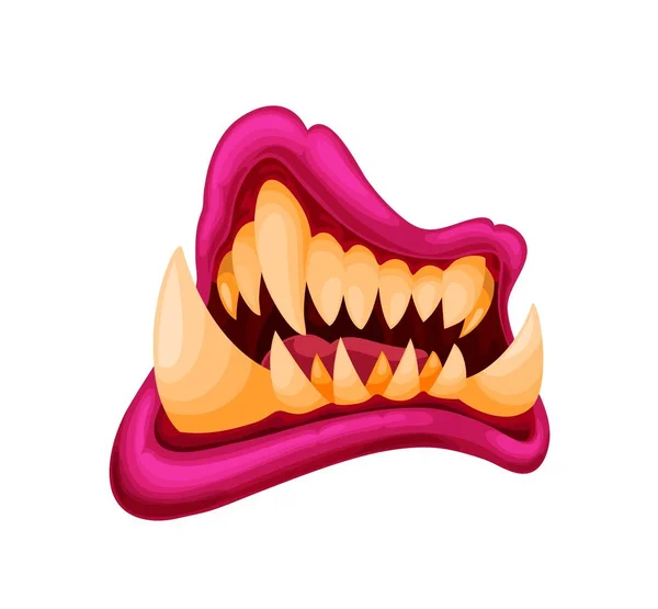 Niebezpieczne Szczęki Potwora Ustami Żółtymi Zębami Wektorowe Usta Język Kły — Wektor stockowy