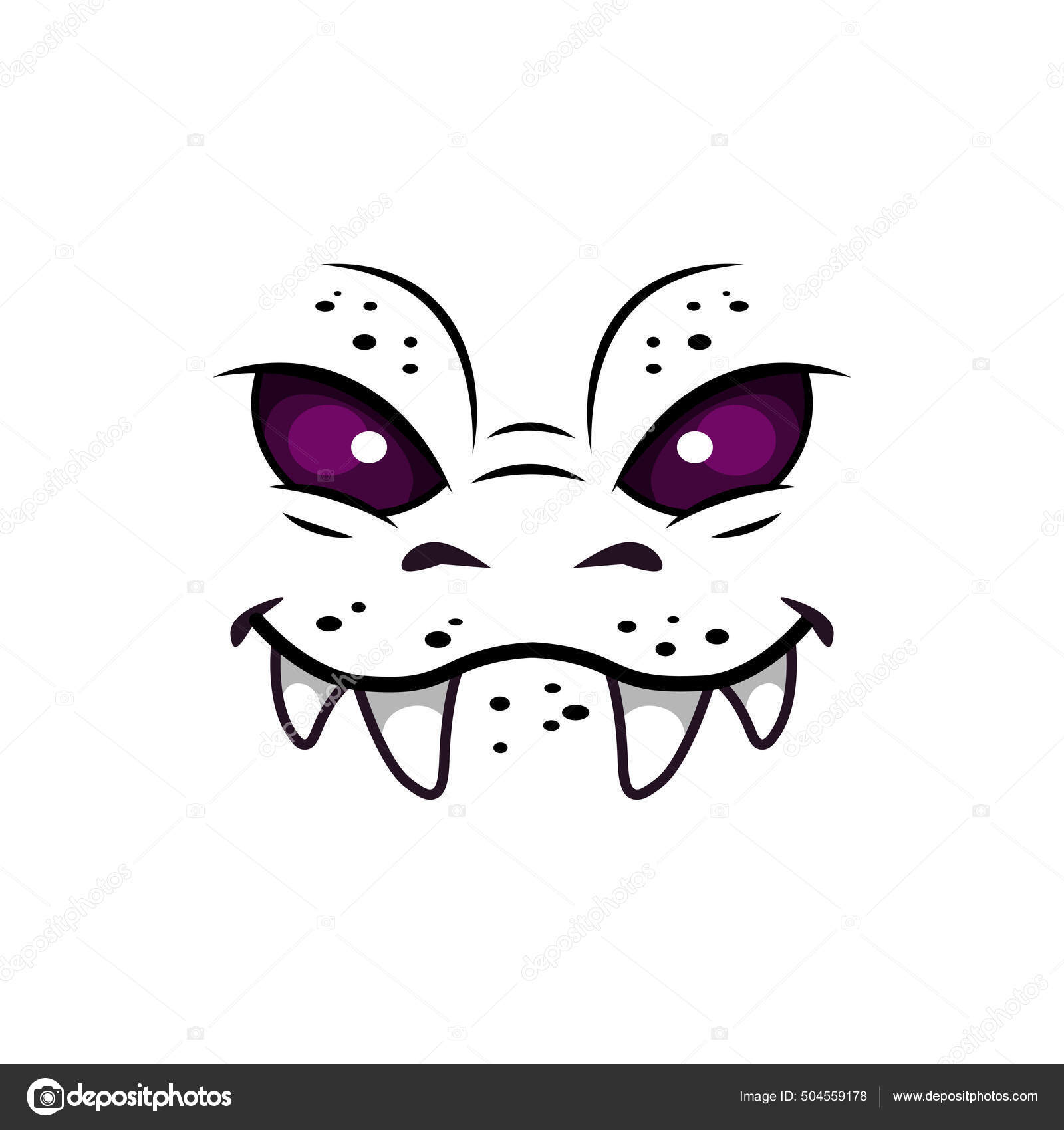 Personagem de desenho animado monstro alienígena roxo com dentes